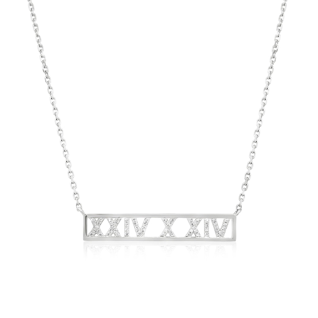 Roman numeral personalised diamond necklace - KLARITY LONDON