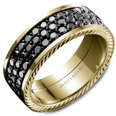 18k Yellow Gold and Black Diamond Wedding Band - Klarity London Jewellers