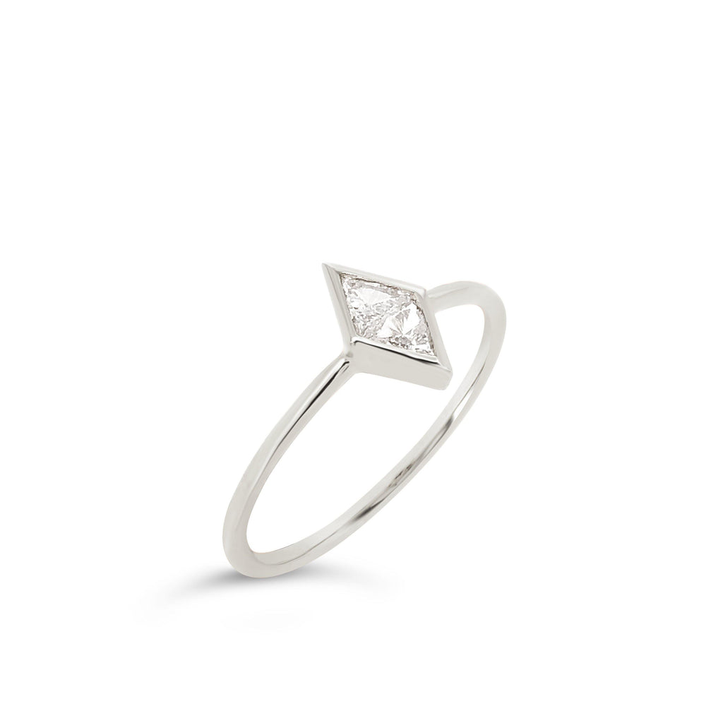 Diamond shape bezel ring - KLARITY LONDON