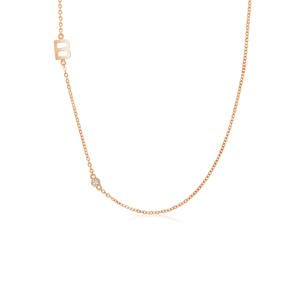 18K Gold | One Letter One Diamond Necklace - KLARITY LONDON