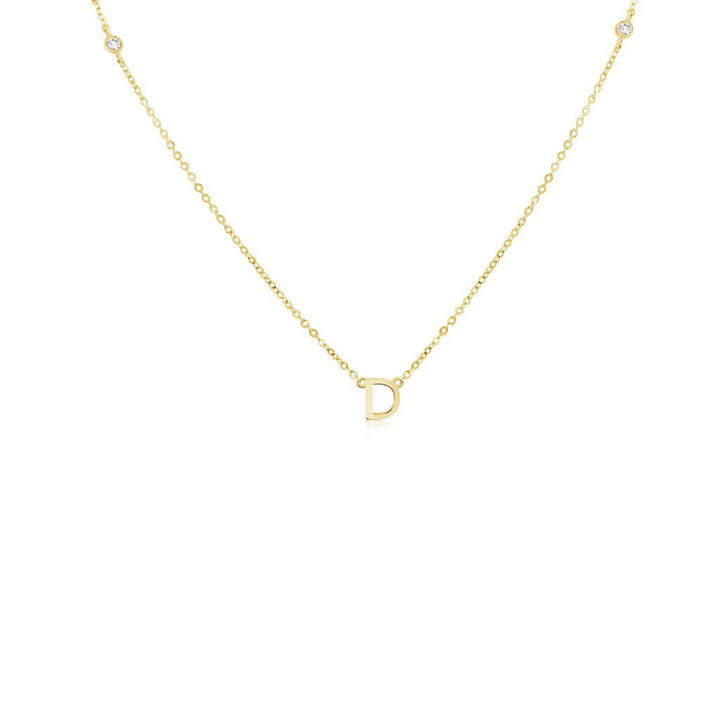18K Gold | One Letter Two Diamond Necklace - KLARITY LONDON