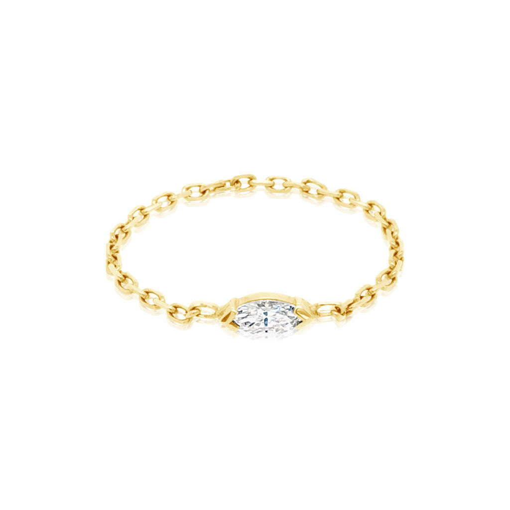 Marquise Diamond Chain Ring - KLARITY LONDON