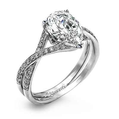 18k White Gold Pear Drop Double Band Diamond Ring MR1576 - KLARITY LONDON