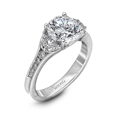 18k White Gold Moon Cut Accent Diamond Ring MR2310 - KLARITY LONDON
