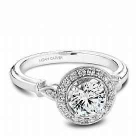 Round Halo With Accent Shoulder Ring - KLARITY LONDON