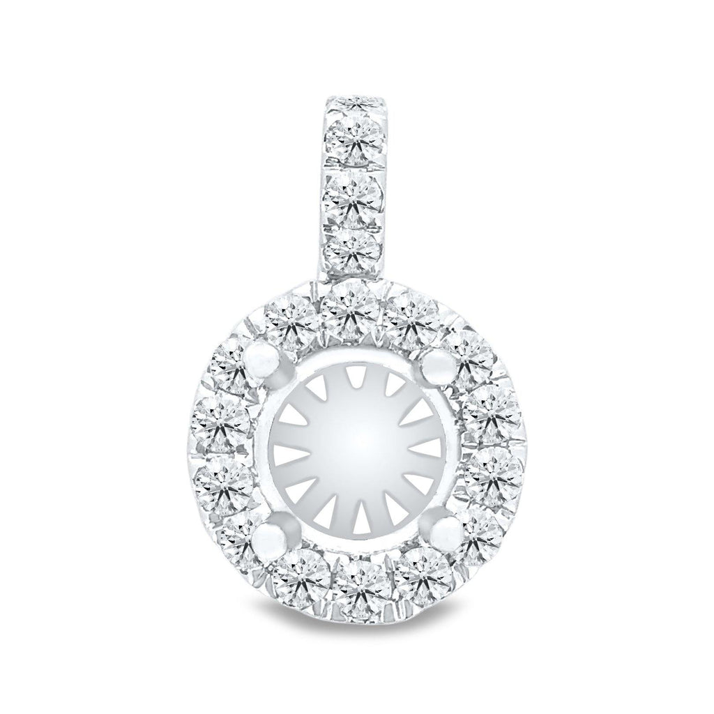 18k White Gold Halo Pendant Setting Only - KLARITY LONDON