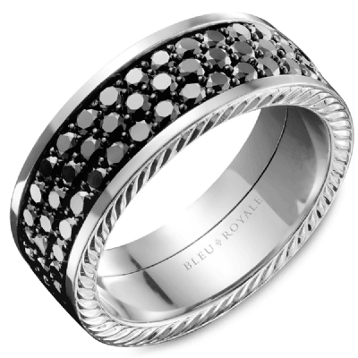 18k White Gold and Black Diamond Wedding Band - Klarity London Jewellers