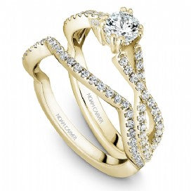 18k Yellow Gold Twist Style Diamond Ring S004-03YS - KLARITY LONDON