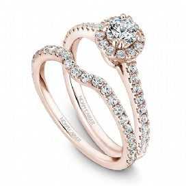 18k Rose Gold Halo Diamond Ring  S007-01RS - KLARITY LONDON