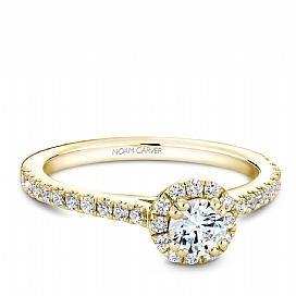 18k Yellow Gold Halo Style Diamond Ring S007-01YS - KLARITY LONDON