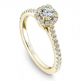 18k Yellow Gold Halo Style Diamond Ring S007-01YS - KLARITY LONDON