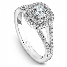 18k White Gold Double Halo Diamond Ring  S035-01A - KLARITY LONDON