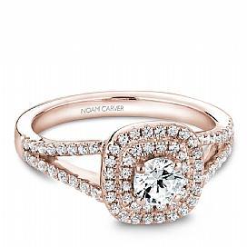18k Rose Gold Double Halo Diamond Ring  S035-01RA - KLARITY LONDON