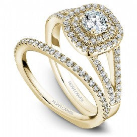 18k Yellow Gold Double Halo Diamond Ring  S035-01YA - KLARITY LONDON