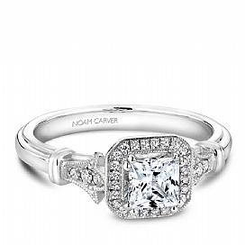 18k White Gold Princess Art Deco Diamond Ring  S070-01A - KLARITY LONDON