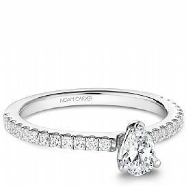18k White Gold Pear Diamond Ring S101-05A - KLARITY LONDON
