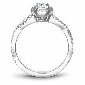18k White Gold Oval Halo Twist Style Diamond Ring S224-03A - KLARITY LONDON