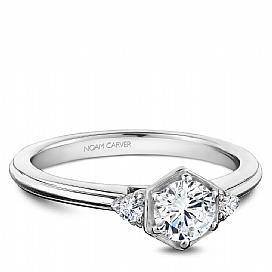 18k White Gold Art Deco Style Diamond Ring S225-01A - KLARITY LONDON