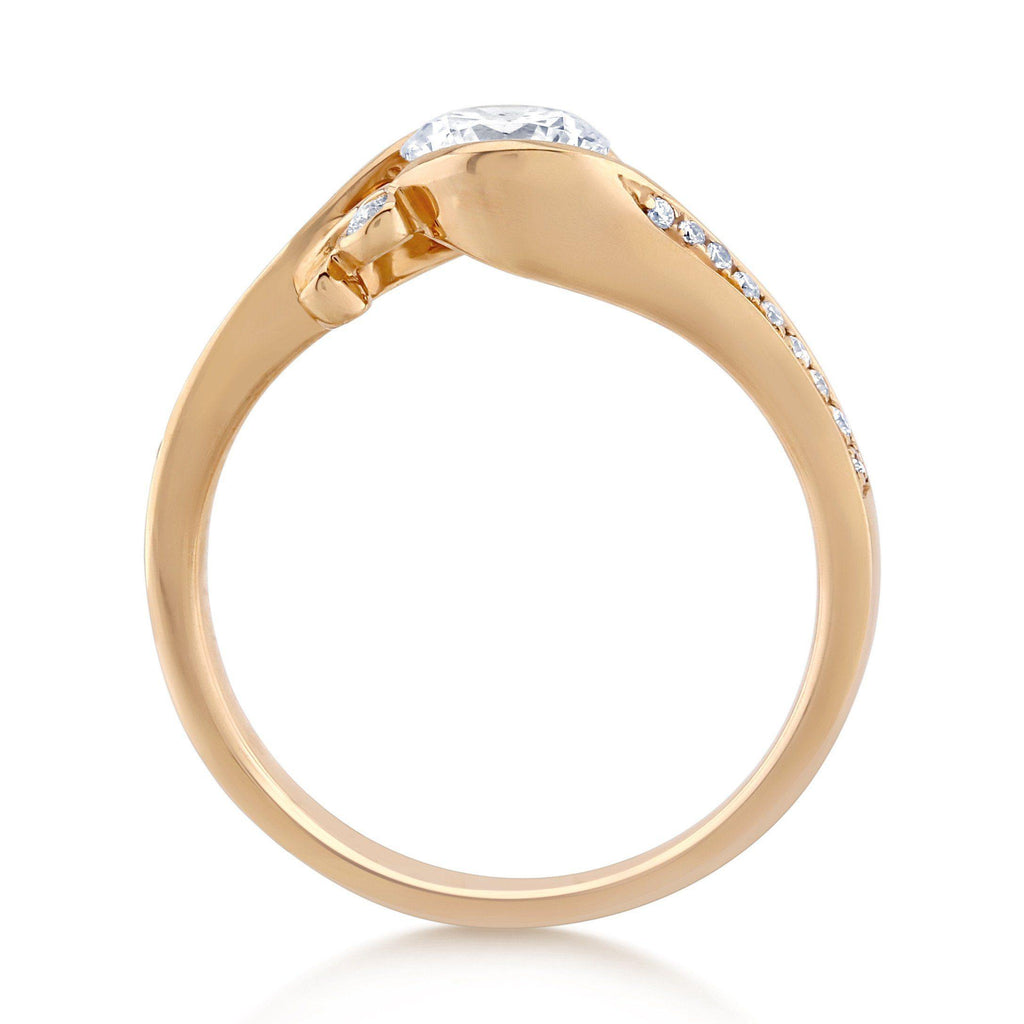 18k Rose Gold Swirl Style Diamond Ring - KLARITY LONDON